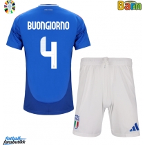 Italia Alessandro Buongiorno #4 Hjemmedraktsett Barn EM 2024 Kortermet (+ Korte bukser)